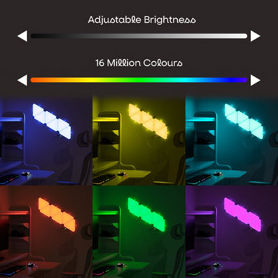 ValueLights Smart RGBIC Triangle Kit, DIY Customizable Shape LED Colour Changing Wall Panel Lights with App Control, Set of 6