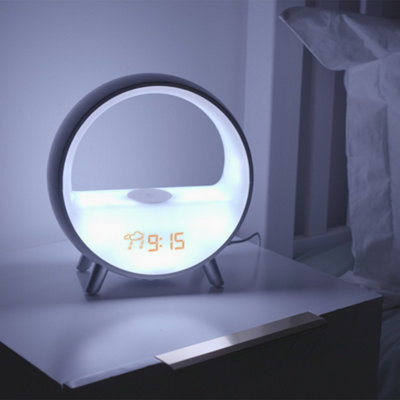 ValueLights Smart Sunrise Alarm Clock Wake Up Lamp with Bluetooth Speaker, Wireless Charger, Weather Display, Dual Alarms & Sounds