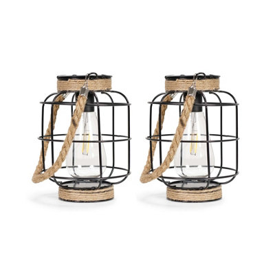 ValueLights Solar Black Outdoor Lantern
