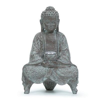 ValueLights Solar Powered Buddha Garden Ornament Outdoor Statue Solar Light