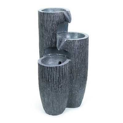 ValueLights Solar Powered Cascading Water Feature Outdoor Fountain, Logs Design