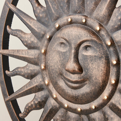 ValueLights Solar Powered Outdoor Apollo Sun Wall Art Garden Fence Ornament Light