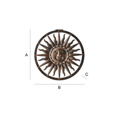 ValueLights Solar Powered Outdoor Apollo Sun Wall Art Garden Fence Ornament Light