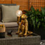 ValueLights Solar Powered Outdoor Garden Gold Monkey Table Lamp Animal Statue Light