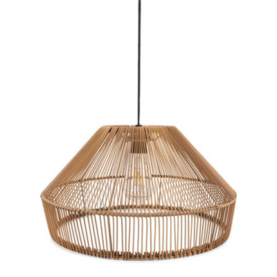 ValueLights Solar Powered Outdoor Garden Natural Rattan Pendant Hanging Light