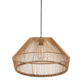 ValueLights Solar Powered Outdoor Garden Natural Rattan Pendant Hanging Light