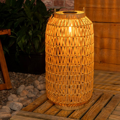 ValueLights Solar Powered Outdoor Natural Rope Lantern Garden Light Floor Lamp