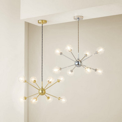 ValueLights Sputnik Gold 8 Way Glass Globe Pendant Ceiling Light