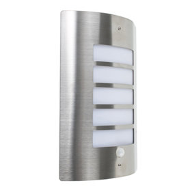 ValueLights Stainless Steel And Frosted Lens IP44 Rated PIR Motion Sensor Outdoor Wall Mounted Security Light
