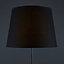 ValueLights Standard Floor Lamp In Black Metal Finish Withn Extra Large Black Light Shade With 6w LED GLS Bulb In Warm White