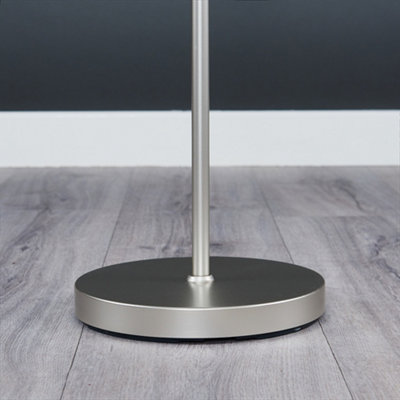 ValueLights Standard Floor Lamp In Chrome Metal Finish Withn Extra Large Beige Tapered Shade With LED GLS Bulb in Warm White