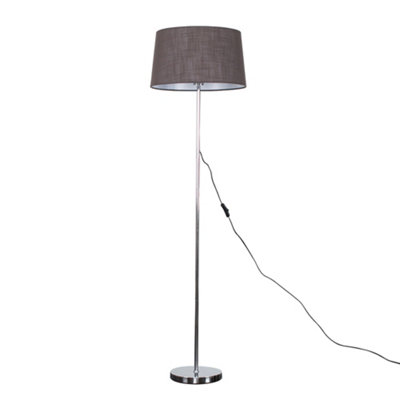 ValueLights Standard Floor Lamp In Polished Chrome Finish With Dark ...