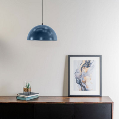 ValueLights Stassi Navy Blue Dome Ceiling Pendant Hanging Light Fitting for Living Room Kitchen