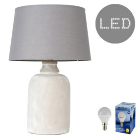 ValueLights Taite Grey Table Lamp - Includes Bulb