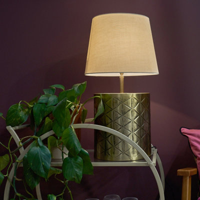 ValueLights Taussig Diagonal Pattern Gold Table Lamp