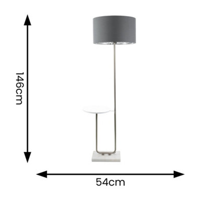ValueLights Tavel Chrome Floor Lamp with Table and Charcoal with Chrome Inner Lamp Shade