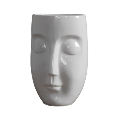 ValueLights Thalia White Bone China Sculpted Face Design Table Lamp