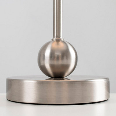 ValueLights Theydon Modern Brushed Chrome Single Stem Metal Ball Table Lamp Base