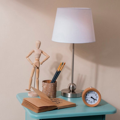 ValueLights Theydon Modern Brushed Chrome Single Stem Metal Ball Table Lamp Base