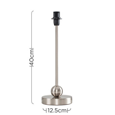 ValueLights Theydon Modern Brushed Chrome Single Stem Metal Ball Table Lamp Base