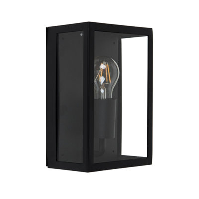 ValueLights Tideswell Modern IP44 Rated Black and Glass Rectangular ...