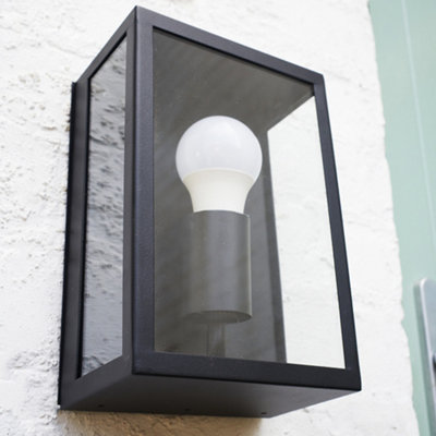 ValueLights Tideswell Modern IP44 Rated Black and Glass Rectangular ...