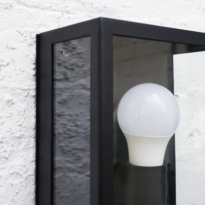 ValueLights Tideswell Modern IP44 Rated Black and Glass Rectangular ...