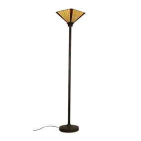 ValueLights Tiffany Antique Brass Floor Lamp and GLS LED 6W Bulb