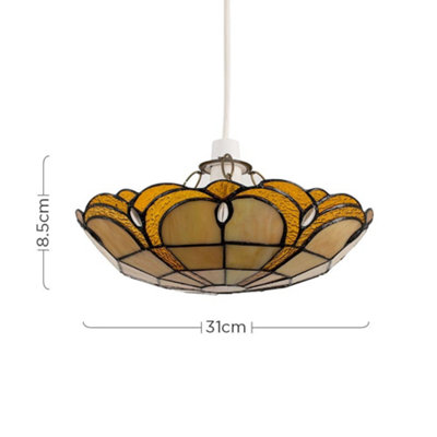 ValueLights Tiffany Jewel Amber Stained Glass Ceiling Lamp Shade