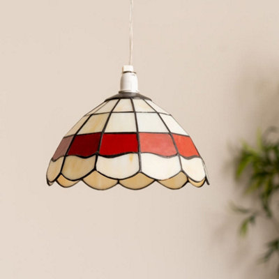 ValueLights Tiffany Red and White Stained Glass Ceiling Lamp Shade