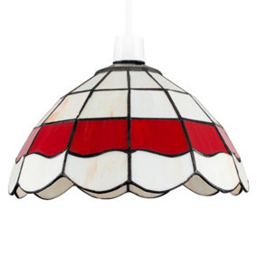 ValueLights Tiffany Style Traditional Red And Cream Pendant Light Shade