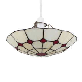 ValueLights Tiffany Style Traditional Red And Cream Pendant Light Shade