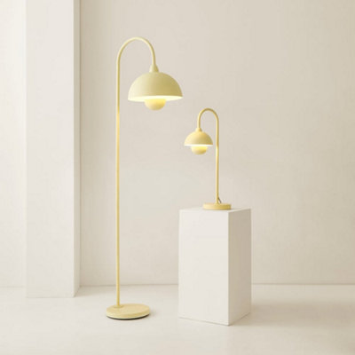 ValueLights Tilly Pastel Lemon Arched Dome Shade Metal Floor Lamp