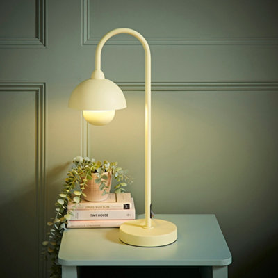 ValueLights Tilly Pastel Lemon Arched Dome Shade Metal Table Lamp with LED Bulb