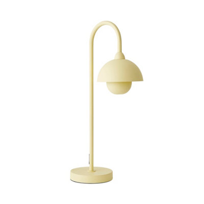 ValueLights Tilly Pastel Lemon Arched Dome Shade Metal Table Lamp