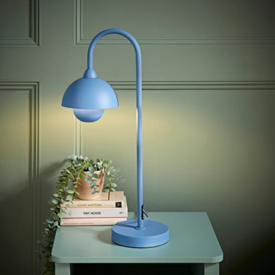 ValueLights Tilly Pastel Sky Blue Arched Dome Shade Metal Table Lamp with LED Bulb