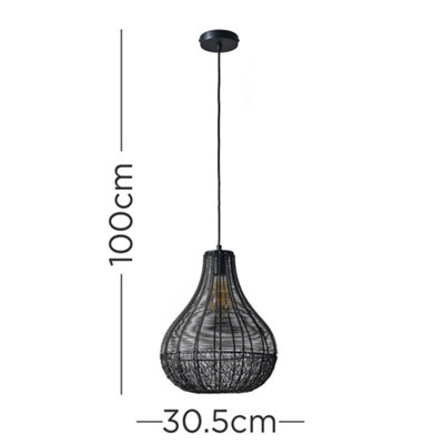 ValueLights Torin Matt Black Ceiling Light Pendant