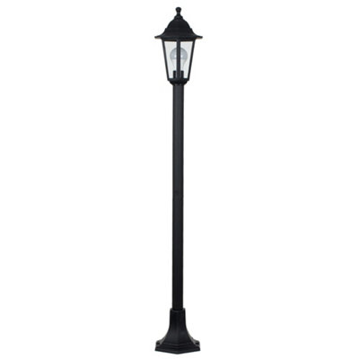 ValueLights Traditional 1.2m Black IP44 Outdoor Garden Lamp Post Bollard Light - Includes 6w LED GLS Bulb 3000K Warm White