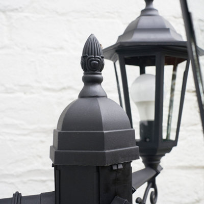 ValueLights Traditional 1.95m Black 3 Way IP44 Outdoor Garden Lamp Post Light - Complete with 3 x 4w LED Candle Bulbs