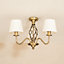 ValueLights Traditional Antique Brass 3 Light Ceiling Light Chandelier with Fabric Lampshades