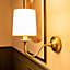 ValueLights Traditional Antique Brass Wall Light Fitting with a Fabric Lampshade - Bulb Included