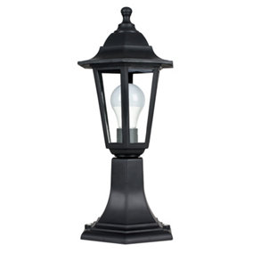 ValueLights Traditional Black IP44 Outdoor Garden Lamp Post Lantern Light - Includes 6w LED GLS Bulb 3000K Warm White