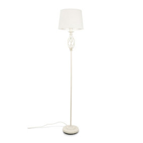 ValueLights Traditional Cream Twist Floor Lamp with Fabric Lampshade - Bulb Included