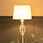 ValueLights Traditional Cream Twist Floor Lamp with Fabric Lampshade - Bulb Included