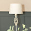 ValueLights Traditional Cream Twist Floor Lamp with Fabric Lampshade