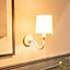 ValueLights Traditional Cream Wall Light Fitting with a Fabric Lampshade - Bulb Included