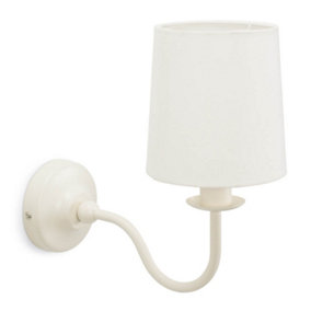 ValueLights Traditional Cream Wall Light Fitting with a Fabric Lampshade