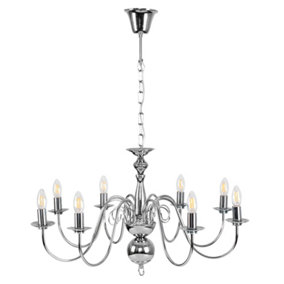 ValueLights Traditional Style 8 Way Polished Chrome Ceiling Light Chandelier Fitting