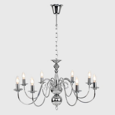 ValueLights Traditional Style 8 Way Polished Chrome Ceiling Light Chandelier Fitting