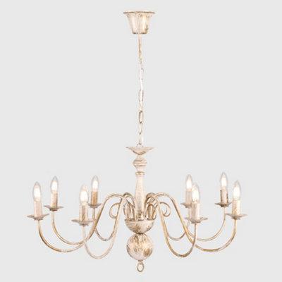 ValueLights Traditional Style 8 Way White Distressed Ceiling Light Chandelier Fitting